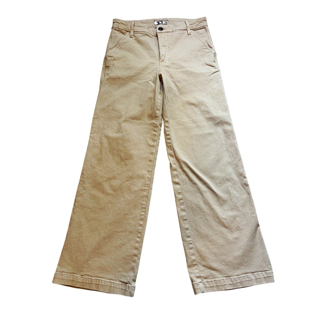 KUT from the Kloth Jodi High Rise Wide Leg Beige Khaki Twill Pants 6 NEW